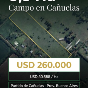 Campo periurbano 8,5 ha - Cañuelas · 2 parcelas · Excelente ubicación · A 65 km de CABA